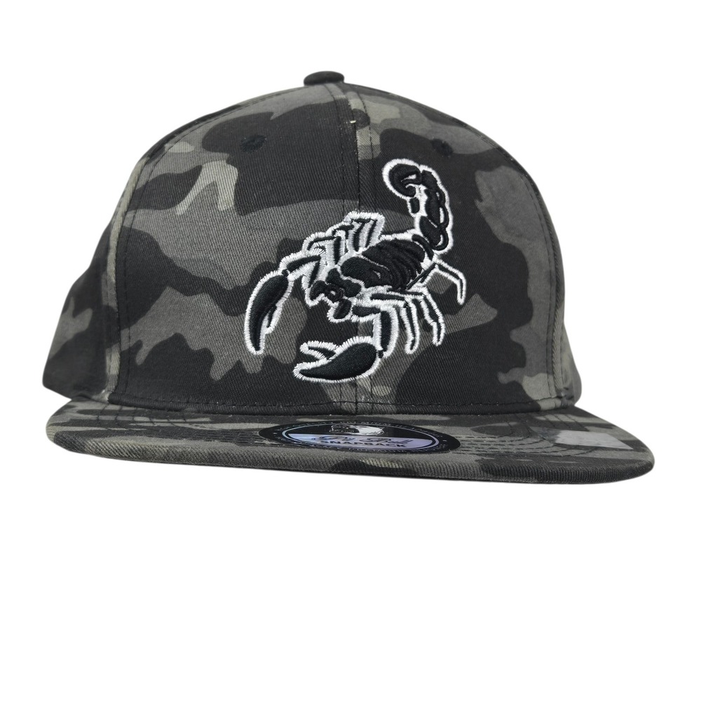 Pit Bull Snapback Green Camo Hat Cap w Black Embroidered Scorpion NEW